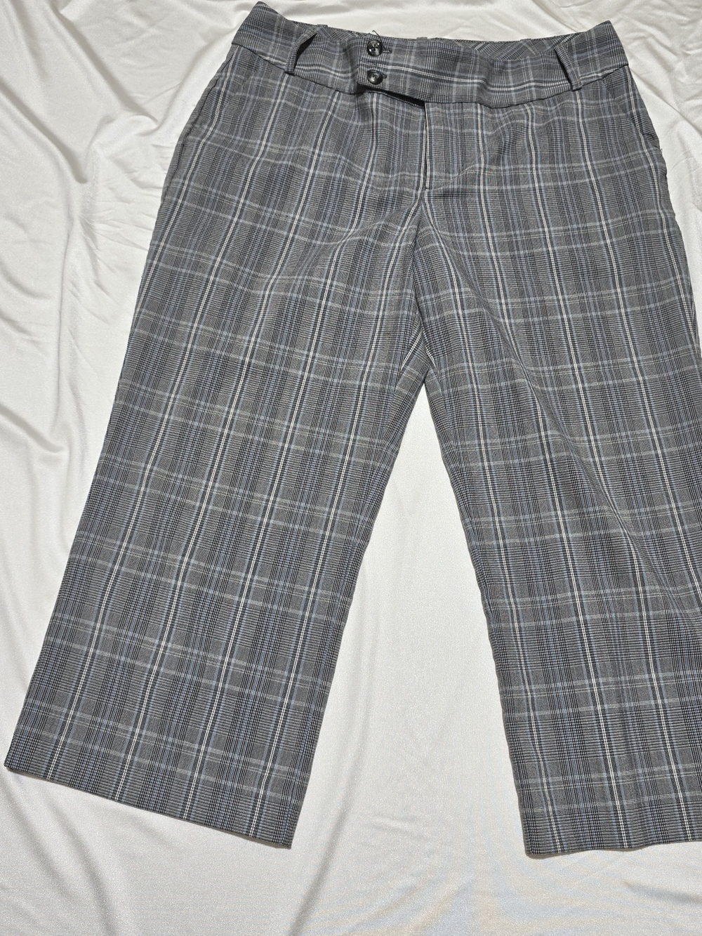 Mossimo Supply Co. Gray Plaid Capris with Light Blue Accents